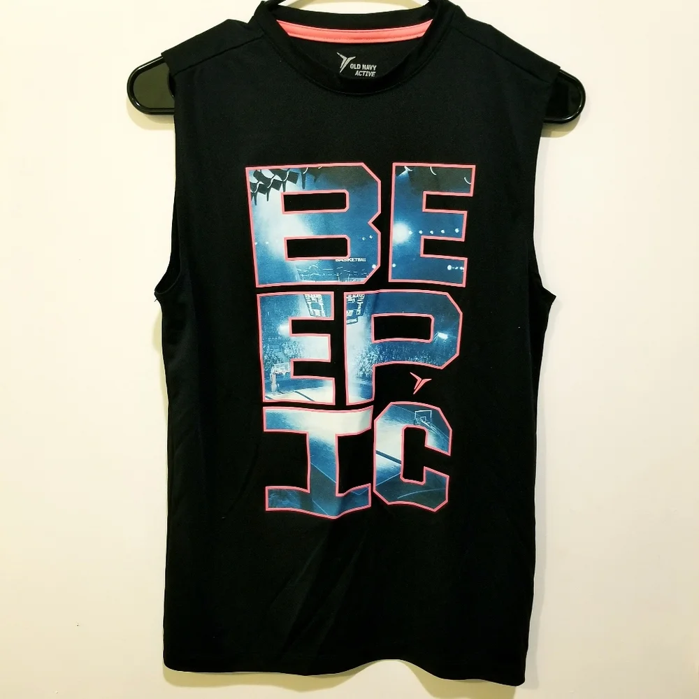 Old Navy Be Epic Black Blue Tank XL 14-16 BOYS YOUTH Gym Sports School